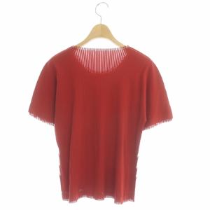 PLEATS PLEASE ISSEY MIYAKE イッセイミヤケ A-POC プリーツ半袖ブラウス カットソー プルオーバー 3 赤 レッド