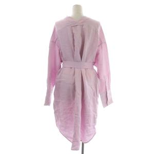 MADISONBLUE リネン ノーカラー シャツワンピース Vネック 0 ラベンダー