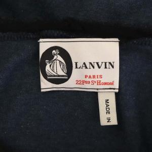 LANVIN ワンピース プリーツ切替 半袖 ロング XS ネイビー ブラック