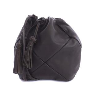 ショルダーバッグ 巾着 サコッシュ オールレザー ブラウン