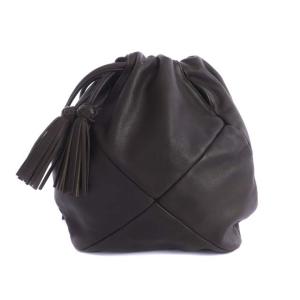 GIORGIO ARMANI ショルダーバッグ 巾着 サコッシュ オールレザー ブラウン