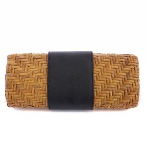 TORY BURCH かごバッグ クラッチバッグ レザー ブラウン ブラック