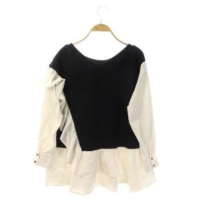 Diagram GRACE CONTINENTAL 21AW シャツカットコンビトップ カットソー フリル 長袖 切替 36 ブラック ホワイト