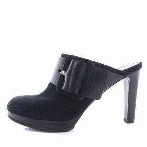 Sergio Rossi サボサンダル ミュール スエード ハイヒール 35 ブラック ブルー