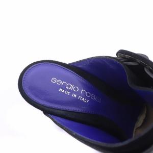Sergio Rossi サボサンダル ミュール スエード ハイヒール 35 ブラック ブルー