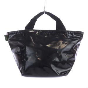 トートバッグ ヴェルニ舟型 ビニール M ブラック