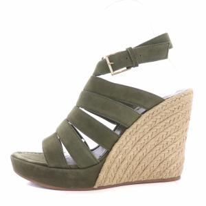 TORY BURCH サンダル ウェッジソール ストラップ スエード 8 25cm カーキ グリーン