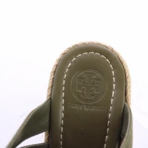 TORY BURCH サンダル ウェッジソール ストラップ スエード 8 25cm カーキ グリーン