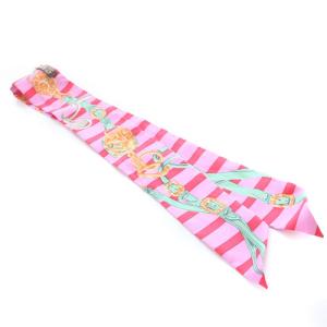 HERMES 式典用馬勒 Brides de Gala ツイリー リボンスカーフ シルク ピンク