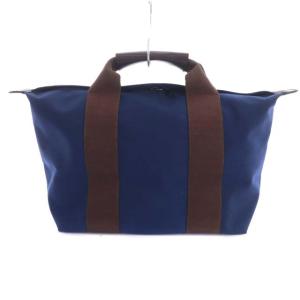 Hervé Chapelier トートバッグ キャンバス レザー ネイビー ブラウン