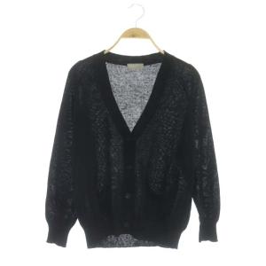 TWISTED LINEN COTTON リネン混 カーディガン ニット 長袖 2 ブラック
