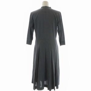 MARGARET HOWELL コットンプリーツデザインワンピース ロング 七分袖 2 グレー