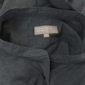 MARGARET HOWELL コットンプリーツデザインワンピース ロング 七分袖 2 グレー