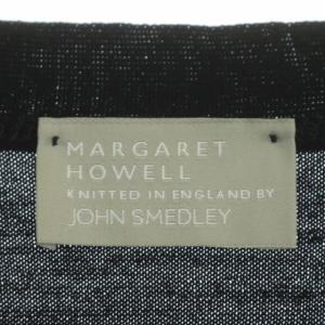 MARGARET HOWELL ×JOHN SMEDLEY ウールVネックカーディガン 長袖 2 ブラック
