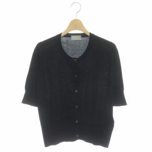 JOHN SMEDLEY ウール クルーネックハーフスリーブ カーディガン 2 ブラック