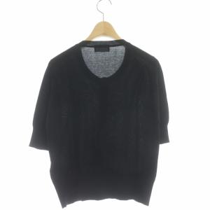 MARGARET HOWELL JOHN SMEDLEY ウール クルーネックハーフスリーブ カーディガン 2 ブラック