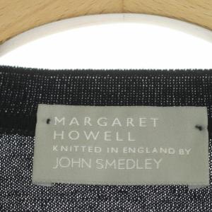 MARGARET HOWELL JOHN SMEDLEY ウール クルーネックハーフスリーブ カーディガン 2 ブラック
