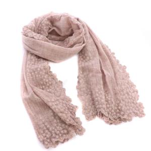 ストール ウール ラメ装飾 シルク混 スモークピンク