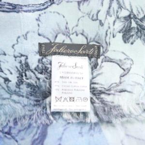 Faliero Sarti ストール シルク混 コットン混 フラワープリント 刺繍 大判 水色 青 ライトブルー ブルー