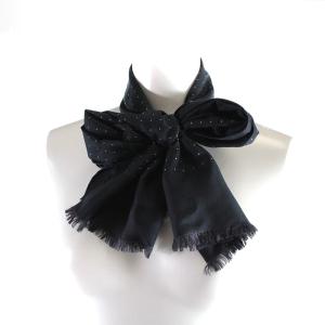 MARGARET HOWELL ストール シルク 絹 ドット柄 ネイビー