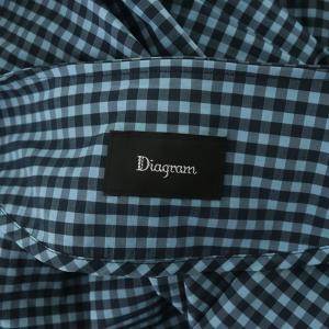 Diagram GRACE CONTINENTAL 22SS チェックタフタワンピース ロング 半袖 ボリュームスリーブ ベルト付 36 ブルー