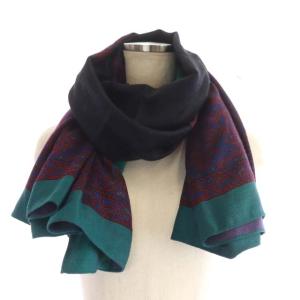 YVES SAINT LAURENT ストール ウール シルク混 大判 柄 マルチカラー