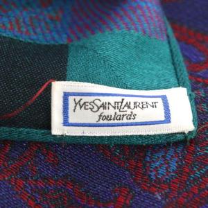 YVES SAINT LAURENT ストール ウール シルク混 大判 柄 マルチカラー