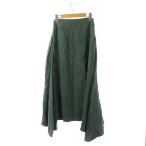 MADISONBLUE リネン ロングフレアスカート マキシ 00 グリーン 緑