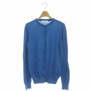 シルクコットンカーディガン ニット 長袖 38 青 ブルー