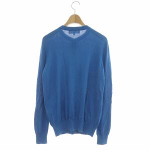 ENFOLD シルクコットンカーディガン ニット 長袖 38 青 ブルー