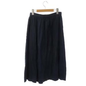 MARGARET HOWELL LIGHTWEIGHT LINEN スカートロング ギャザー フレア リネン 1  紺 ネイビー