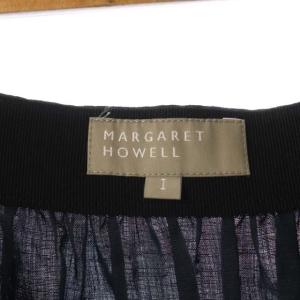 MARGARET HOWELL LIGHTWEIGHT LINEN スカートロング ギャザー フレア リネン 1  紺 ネイビー
