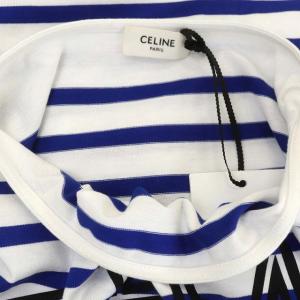 CELINE 21年製 長袖Tシャツ ボーダー XS 白 青