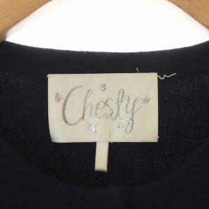 Chesty パール 刺繍カーディガン ニット 長袖 比翼仕立て F ネイビー