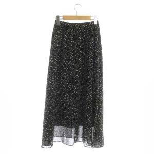 Theory 20SS PRINTED CHIFFON CONCAVE HEM SKT シフォンスカート フレア 黒