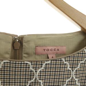 TOCCA 20AW TREFIE ワンピース ロング 半袖 刺繍 千鳥格子柄 4 ブラウン