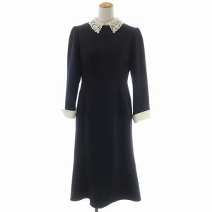 21AW 刺繍カラータイトワンピース ロング 38 紺