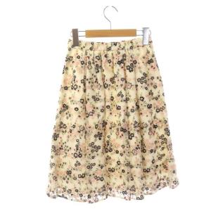 TOCCA PARIS DAISY フレアスカート フラワー刺繍 膝丈 0 アイボリー ピンク ブラック