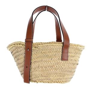 LOEWE かごバッグ ラフィア レザー S ベージュ