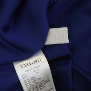 CELFORD 21AW ウエストリブプリーツワンピース ロング ノースリーブ 36 青 ブルー