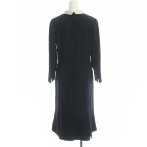 CELFORD 襟付きワンピース 長袖 ボックスプリーツ 38 アイスグレー ネイビー