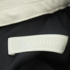 CELFORD 襟付きワンピース 長袖 ボックスプリーツ 38 アイスグレー ネイビー