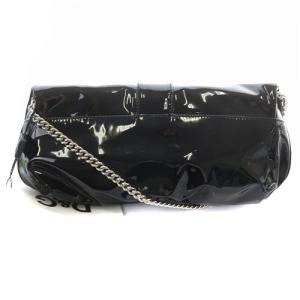 D&G ショルダーバッグ エナメル リボン ロゴ ブラック