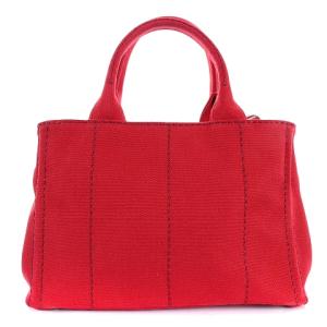 PRADA CANAPA トートバッグ ショルダーバッグ 2way キャンバス 赤