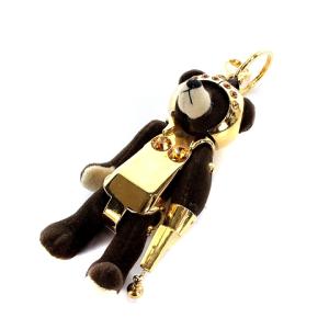 テディベア バッグチャーム キーホルダー ゴールド色 ブラウン