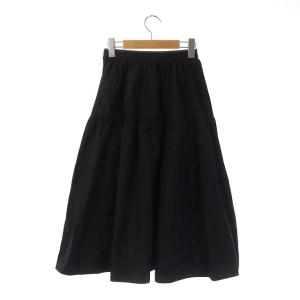 ANAYI 22SS タフタティアードギャザースカート フレア ミモレ丈 ロング 34 ブラック