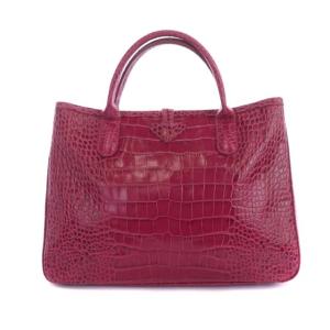 Longchamp ハンドバッグ トートバッグ ロゾ クロコ型押し ピンク