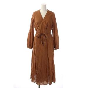 RHC 巻きワンピース ラップワンピース ロング 長袖 XS 茶 ブラウン