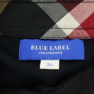 BLUE LABEL CRESTBRIDGE フレアワンピース ミディ丈 ボタン ベルト付き 半袖 36 黒 ブラック