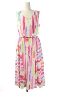 20SS マーガレットワンピース フレア スパンコール パール装飾 0 マルチカラー